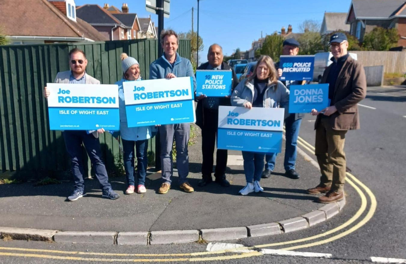 Donna Jones with Joe Robinson and campaigners